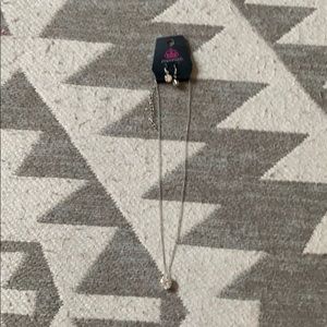 Silver rhinestone on silver chain and earrings